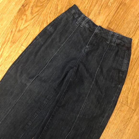 Coldwater Creek Blue Denim Trouser Pant Pickstitch Straight Leg Size P4 Petite 4 - Picture 1 of 8